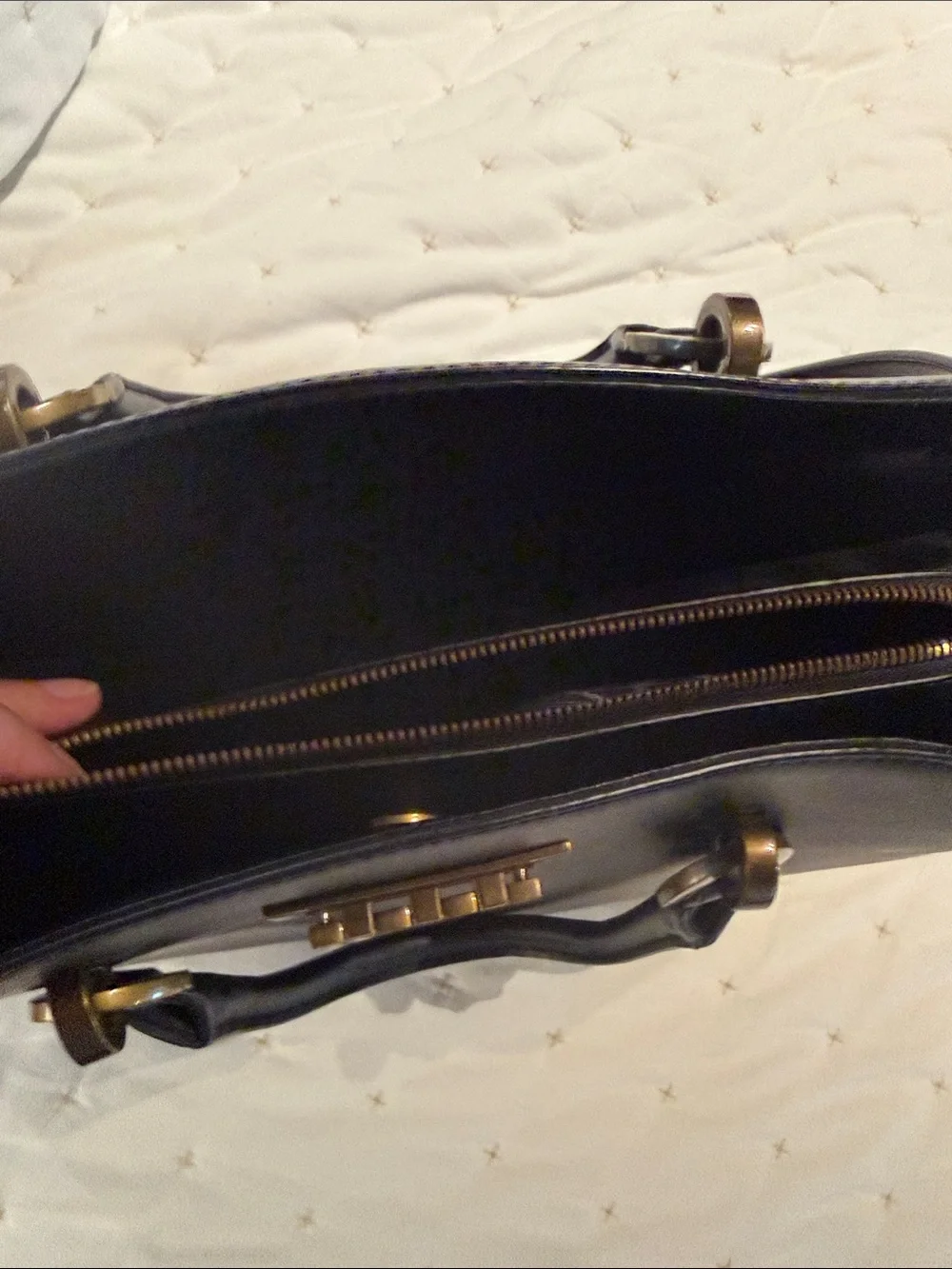 Zac Posen Black Satchel with Gold Hardware